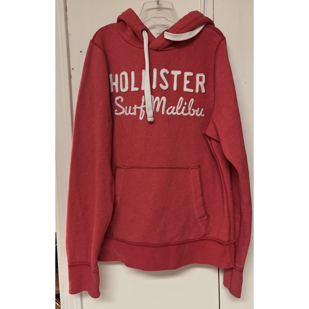 Vintage Hollister Unisex Hoodie Pullover Orange Pink Surf Malibu Logo Size M